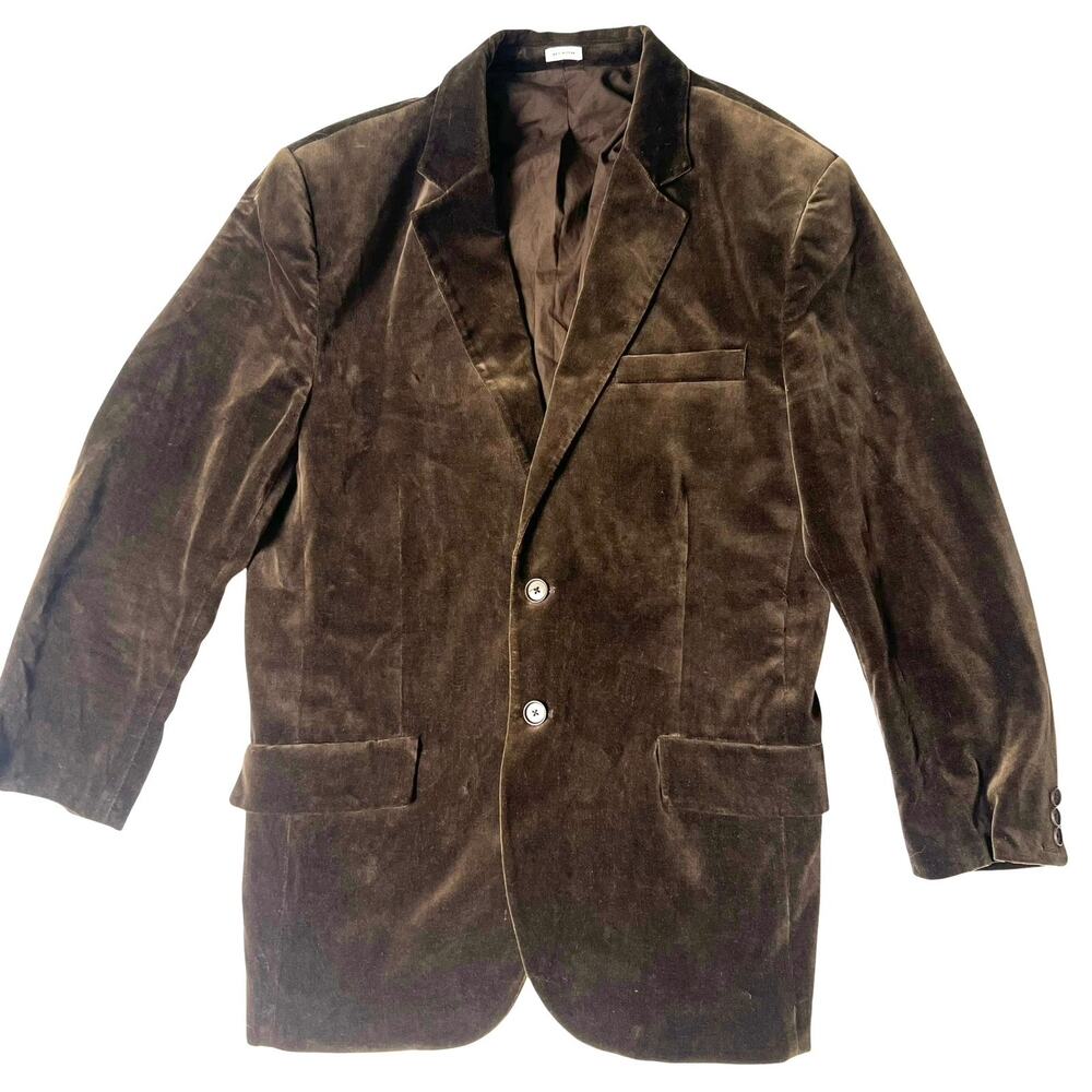 Calvin Klein Men’s Chocolate Velvet Blazer Jacket Size L (Sleeve Tailored)
